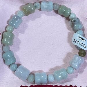 Certified Natural Grade A Burna Light Green Jade Beaded Bracelet